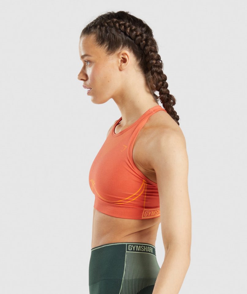 Women's Gymshark Apex Seamless Sports Bra Orange | CA 635A18